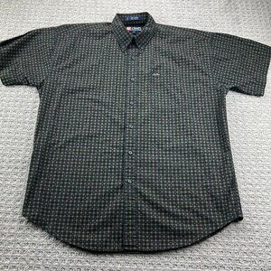Vintage CHAPS Ralph Lauren Button Down Shirt Men Large L Brown Black Checkered